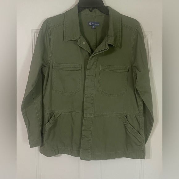 Democracy Utility Jacket Olive Green Army Green Size Medium Pockets 100% Cotton - Picture 1 of 9